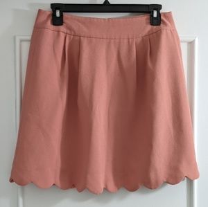 Loft Coral Salmon Pink Scalloped Hem Skirt Sz 6 Petite